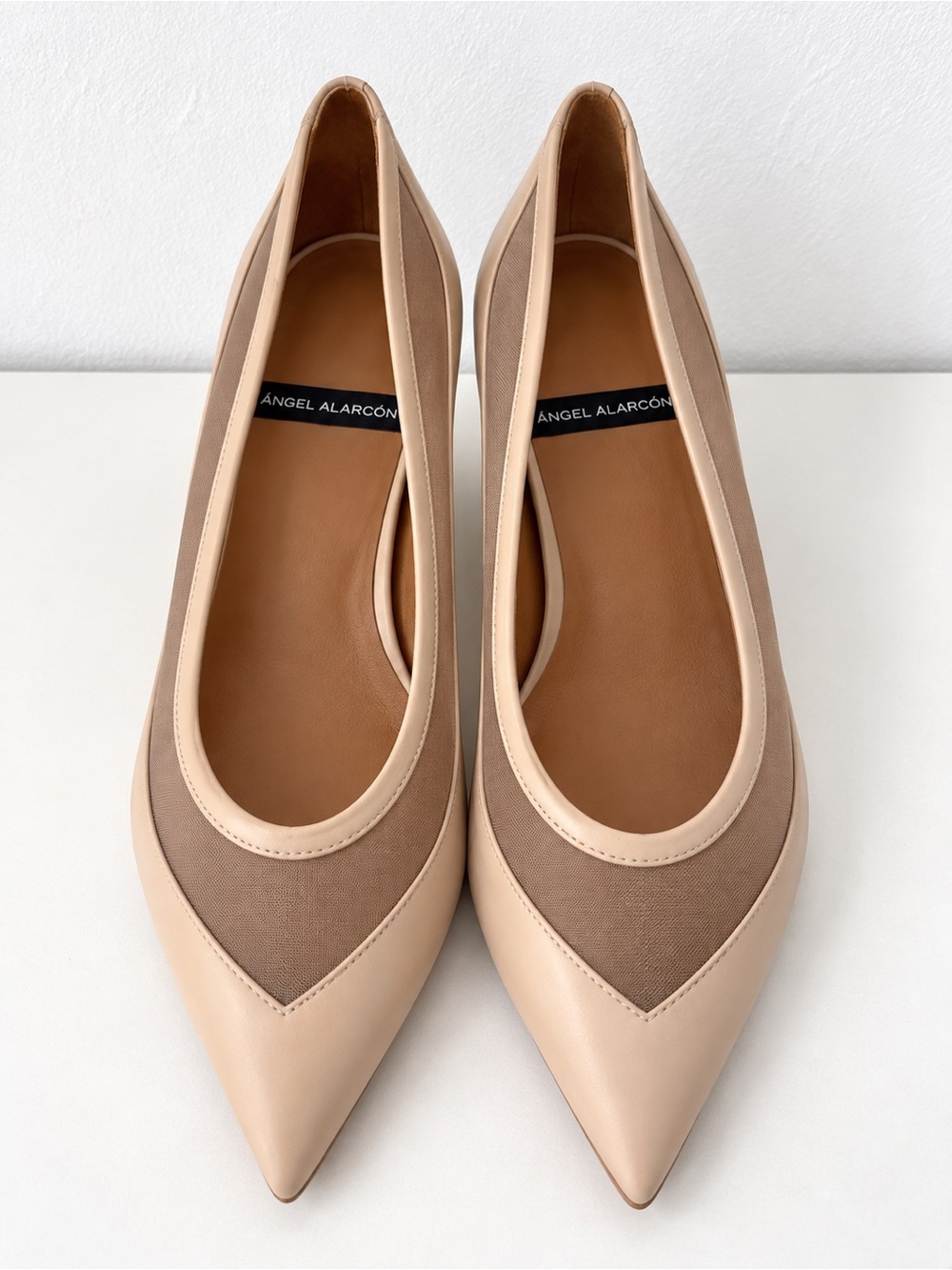 Angel Alarcon Mesh Panel Pumps in Beige Sz 7